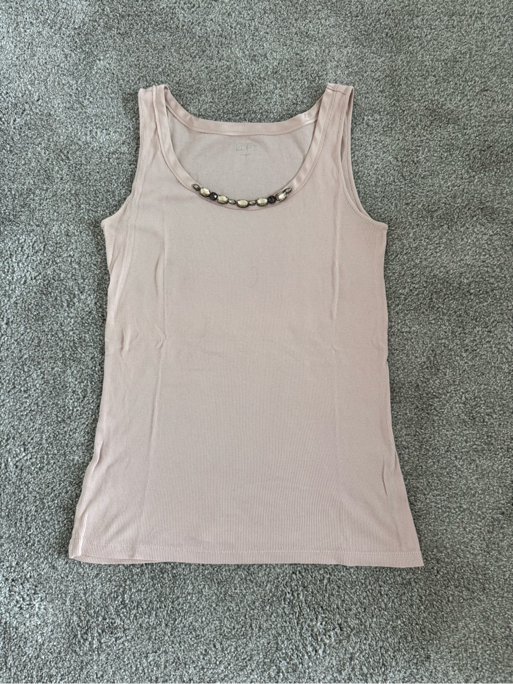 LOFT Beaded Scoop Neck Tank - Blush Pink